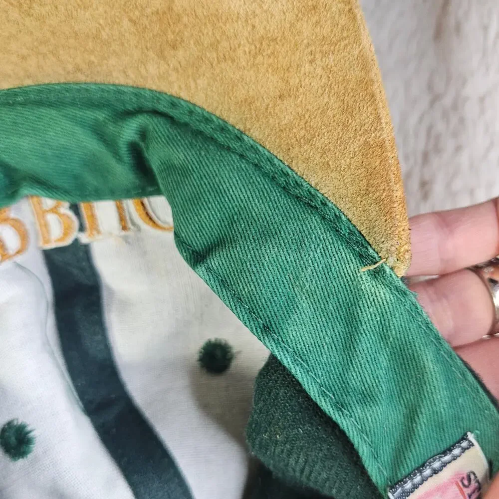 Starbucks Vintage 90s Suede n Wool Blend Rare Find Green n Beige hat. Seattle WA